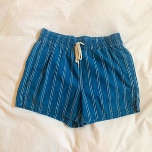 Madewell High Waist Drawstring Striped Cotton Shorts
